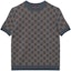 Buy (Women) GUCCI Grey Jacquard Logo Pattern Crew Neck Short Sleeve Sweater. 798159-XKD8T-1013
