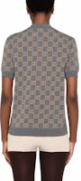 Shop (W) GUCCI 灰色提花Logo圖案圓領短袖毛衣 798159-XKD8T-1013