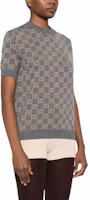 Purchase (W) GUCCI 灰色提花Logo圖案圓領短袖毛衣 798159-XKD8T-1013