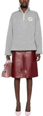 (W) グッチ グレー 無地 ジップアップ フィット 長袖 スウェットシャツ 768120-XJF8A-1056 Lookbook (W) グッチ グレー 無地 ジップアップ フィット 長袖 スウェットシャツ 768120-XJF8A-1056