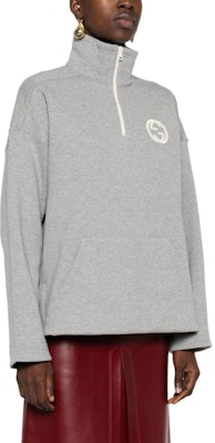 (W) グッチ グレー 無地 ジップアップ フィット 長袖 スウェットシャツ 768120-XJF8A-1056 Purchase (W) グッチ グレー 無地 ジップアップ フィット 長袖 スウェットシャツ 768120-XJF8A-1056