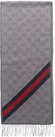 (Women) GUCCI Grey Wool Scarf with Striped Logo Design. 570603-3G200-1768 (Women) GUCCI Grey Wool Scarf with Striped Logo Design. 570603-3G200-1768