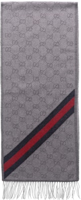 (W) GUCCI Bufanda de Lana Gris con Diseño de Logo a Rayas. 570603-3G200-1768 Buy (W) GUCCI Bufanda de Lana Gris con Diseño de Logo a Rayas. 570603-3G200-1768