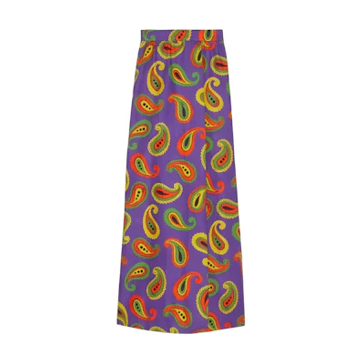 (Women) GUCCI High-Waisted Paisley Print Casual Midi Skirt Purple. 647314-ZAGIK-5079