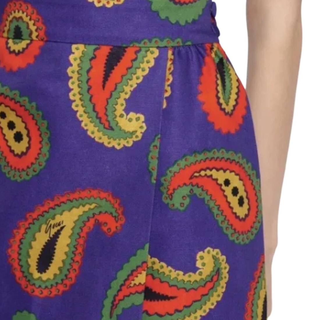 Purchase (W) GUCCI 高腰紫色佩斯利印花休閒中長裙 647314-ZAGIK-5079