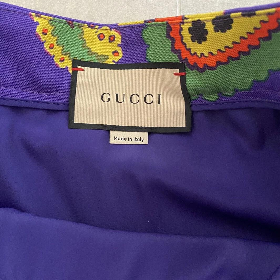 Sizing (W) GUCCI 高腰紫色佩斯利印花休閒中長裙 647314-ZAGIK-5079