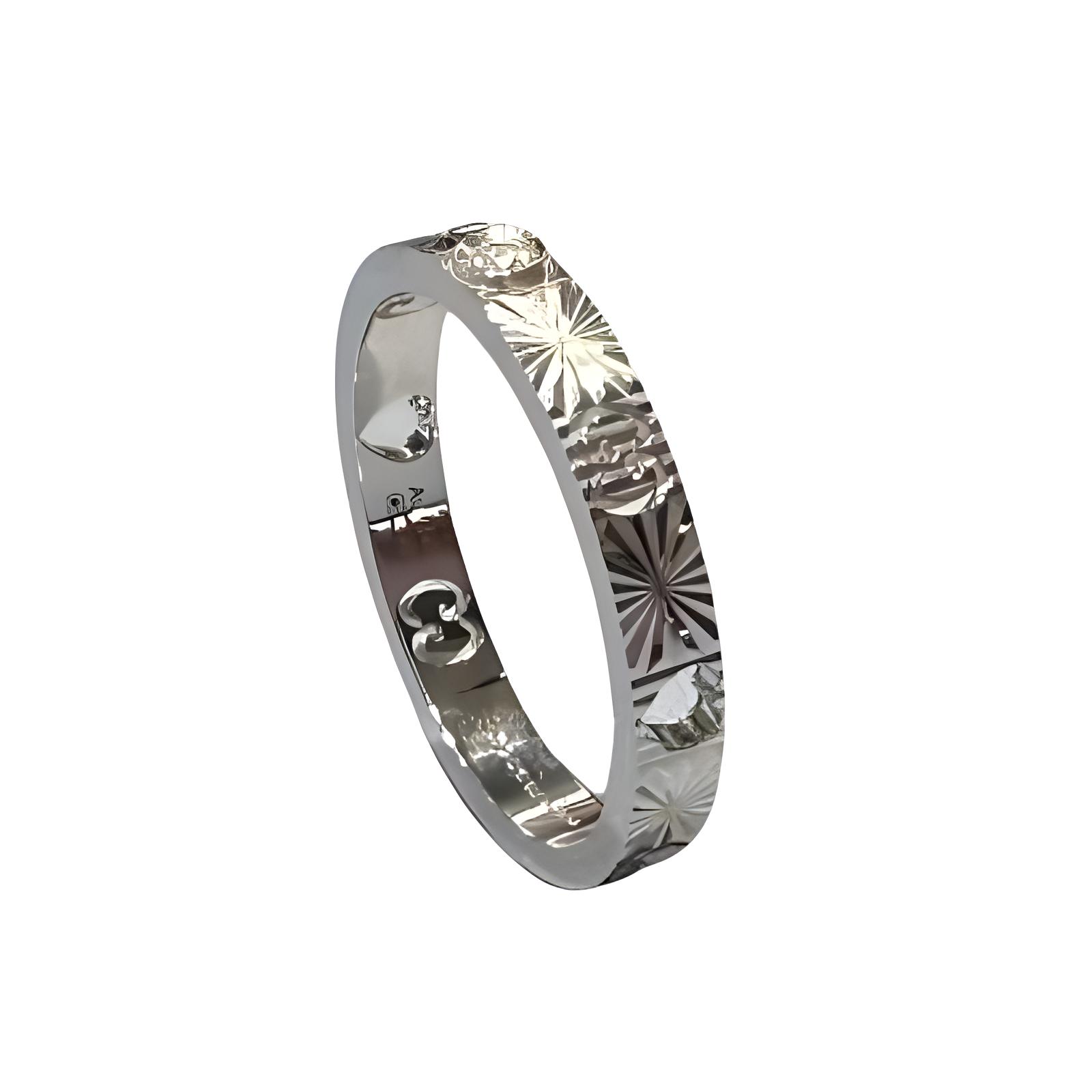 (Women) GUCCI  Hollow Heart Ring Silver - Elegant and Comfortable Design 727892-J8568-9066