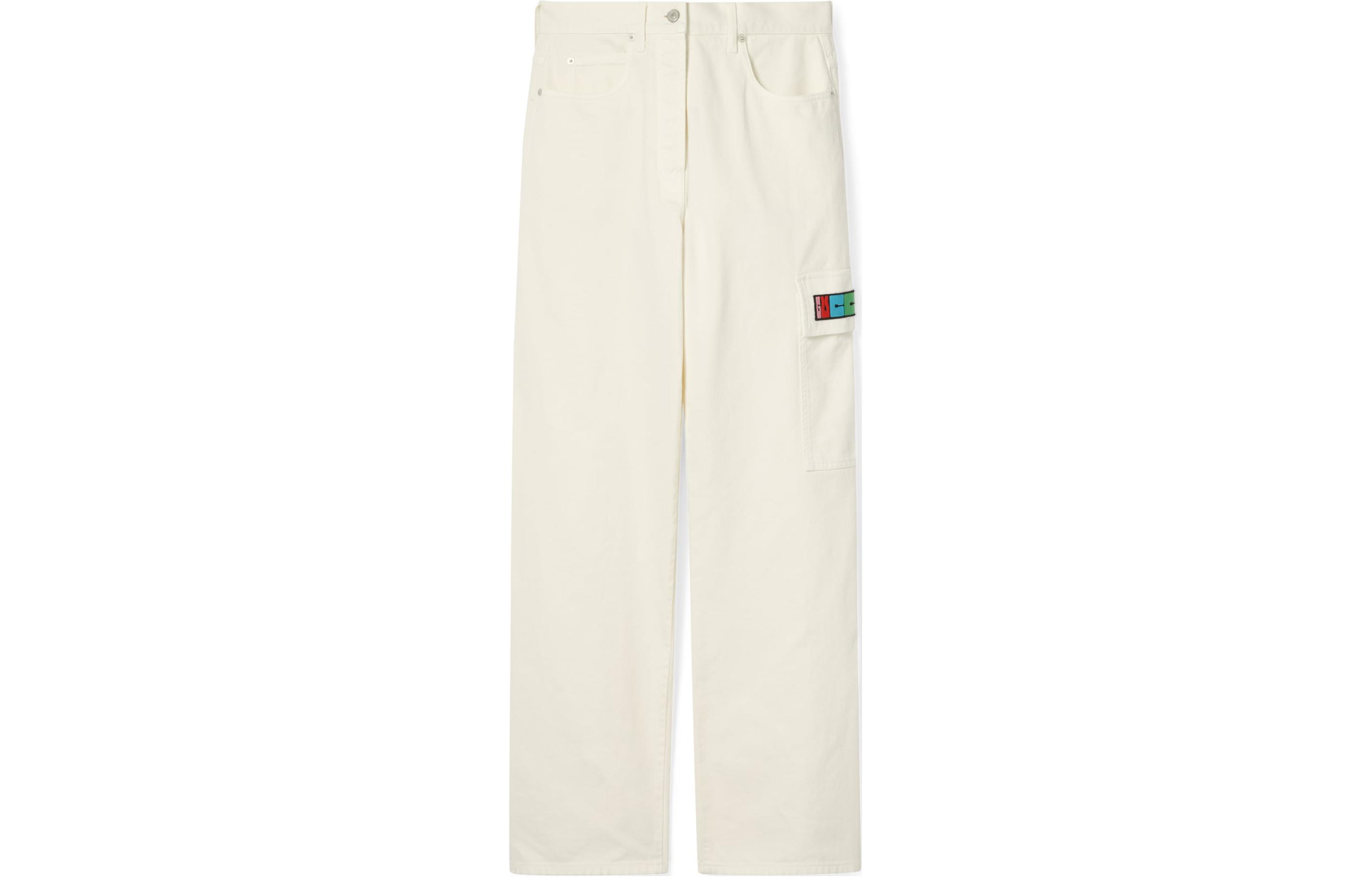 (Women) GUCCI  Ivory White Mid-Rise Straight-Leg Jeans with Logo Print. 783947-XDCXX-9200 圖 2
