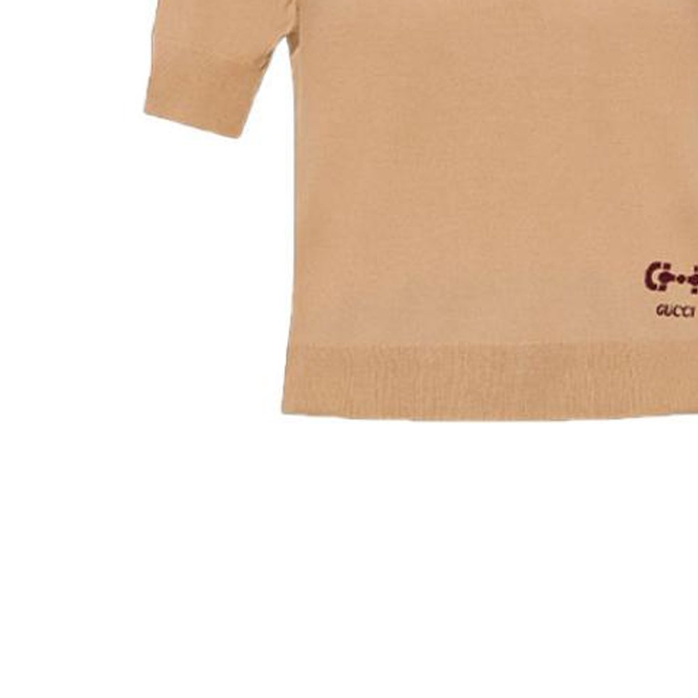 (Women) GUCCI  Knitted Short-Sleeve T-Shirt with Logo Print in Khaki. 731061-XKCZ3-2184 圖 4
