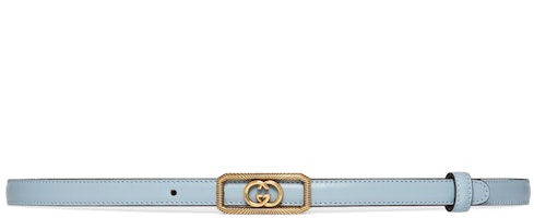 (Women) GUCCI Light Blue Double G Buckle Leather Belt 1.5CM Wide. 751556-0YA0G-4912 (Women) GUCCI Light Blue Double G Buckle Leather Belt 1.5CM Wide. 751556-0YA0G-4912