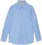 Order (W) GUCCI Camisa de Manga Larga Azul Claro de Algodón con Logo Impreso 2024. 776414-ZAO7X-4548