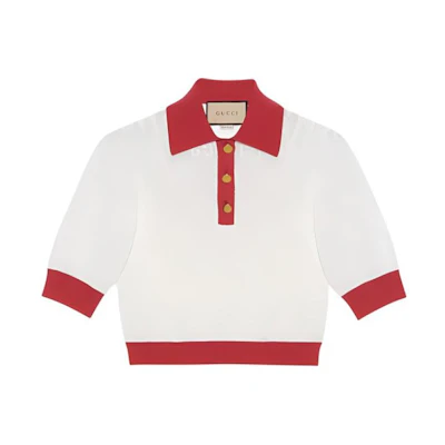 (Women) GUCCI Love Parade Short Sleeve Polo Shirt White 691723-XKCAW-9118