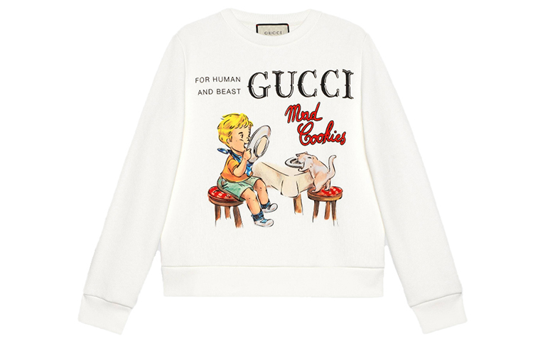 (Women) Gucci "Mad Cookies" Cartoon Print Long Sleeve Sweatshirt Off-White 623450-XJCX4-9095
