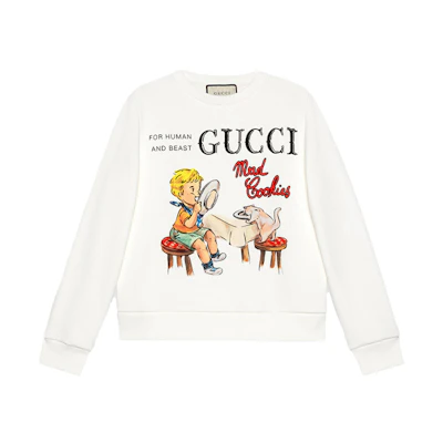 (Women) Gucci "Mad Cookies" Cartoon Print Long Sleeve Sweatshirt Off-White 623450-XJCX4-9095