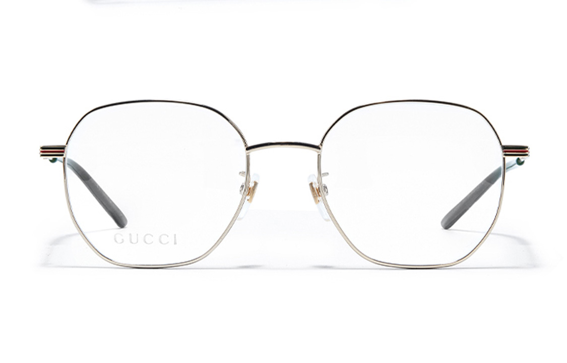 Shop (Women) Gucci  Metal Optical Glasses Gold Round & Square Frame Eyewear GG1125OA-002