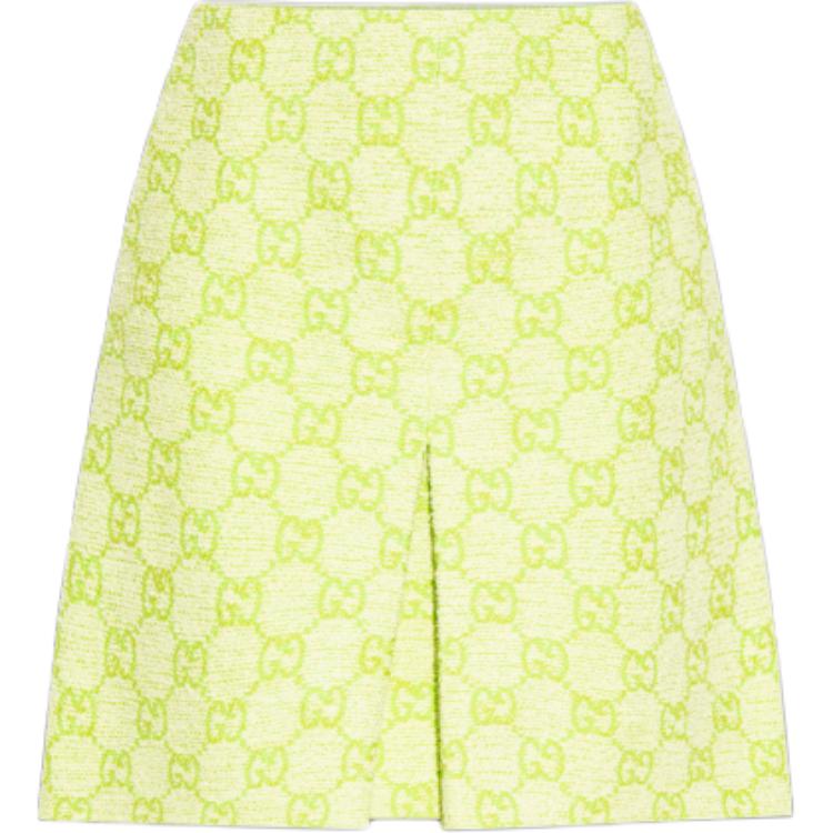 (Women) GUCCI  Mid-Length Printed Zipper Casual Skirt Light Green 788955-ZAQH4-3439