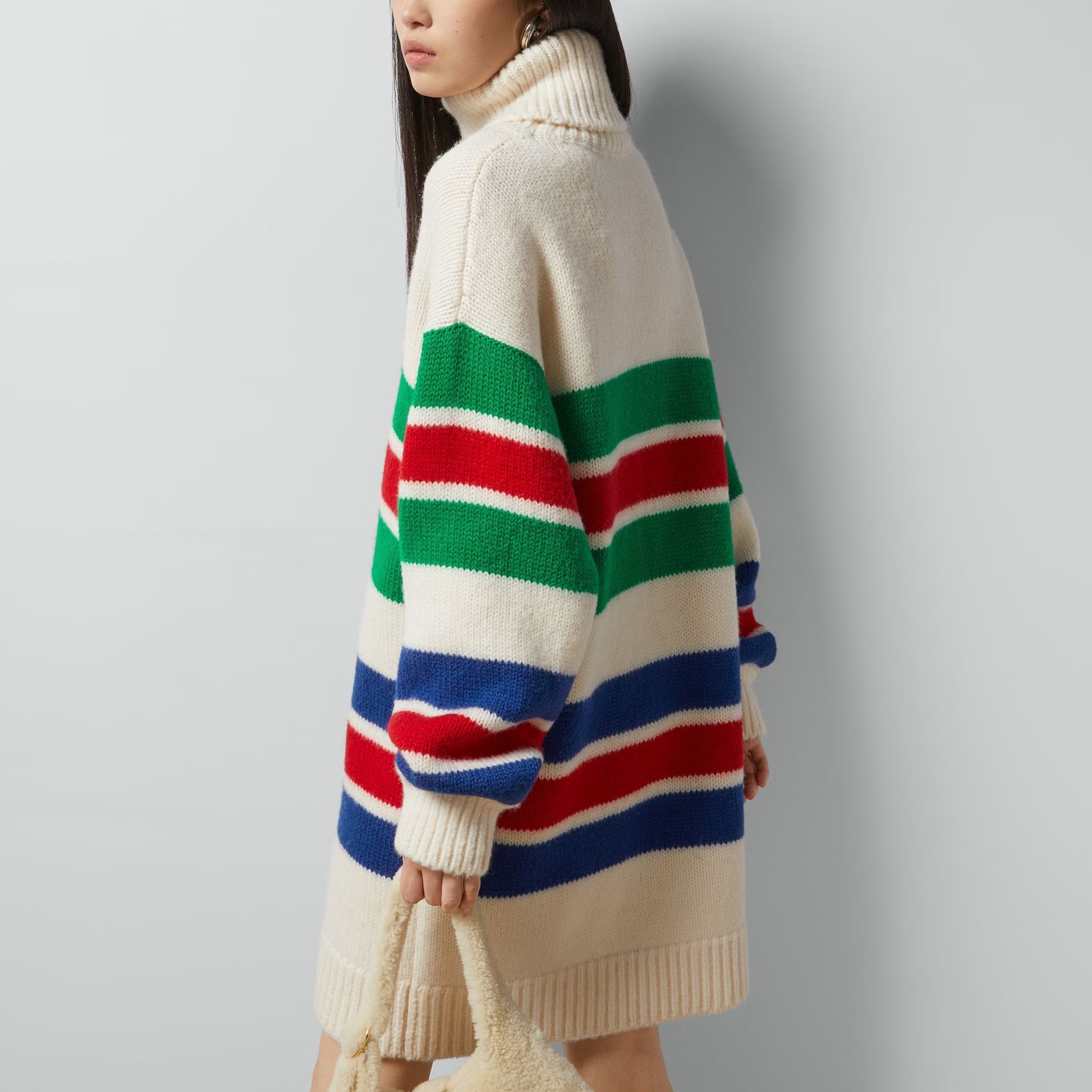 Shop (W) GUCCI 多色條紋高領毛衣 764695-XKDQW-9275