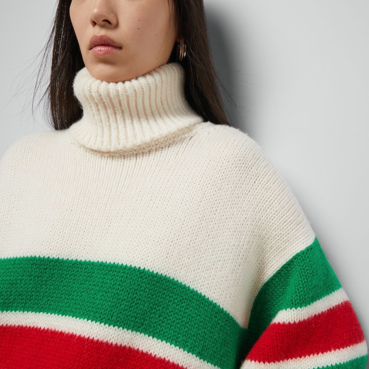 Details for (W) GUCCI 多色條紋高領毛衣 764695-XKDQW-9275