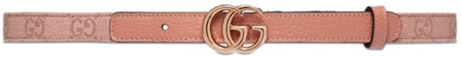 Order (Women) GUCCI Narrow Double G Pink Leather Belt 2CM Wide. 409417-FACC5-5748