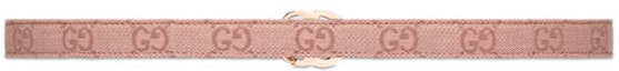 Lookbook (Women) GUCCI Narrow Double G Pink Leather Belt 2CM Wide. 409417-FACC5-5748