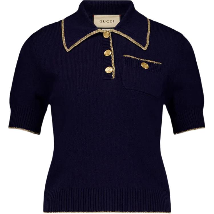 (Women) GUCCI  Navy Blue Polo Shirt with Buttoned Collar Slim Fit. 748922-XKCHF-4769 圖 2