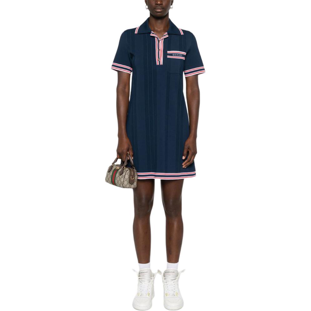 Lookbook (W) GUCCI 海軍藍 SS24 刺繡Logo短袖短洋裝 788864-XKD26-4915
