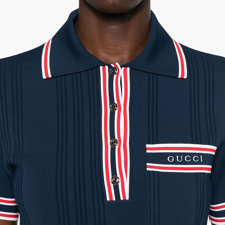 Details for (W) GUCCI 海軍藍 SS24 刺繡Logo短袖短洋裝 788864-XKD26-4915