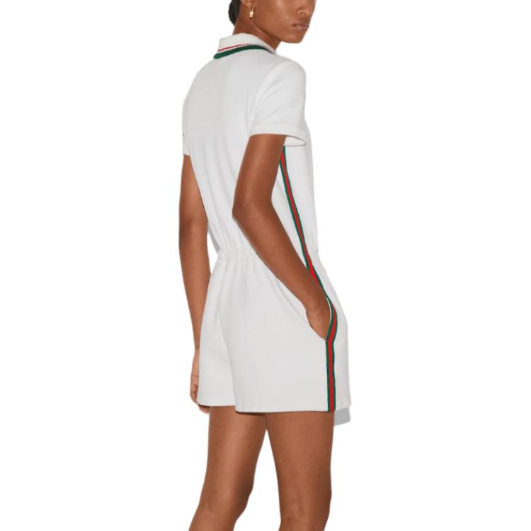 Shop (W) 구찌 오프화이트 칼라 컬러블록 반팔 점프수트 789159-XJGK3-9799