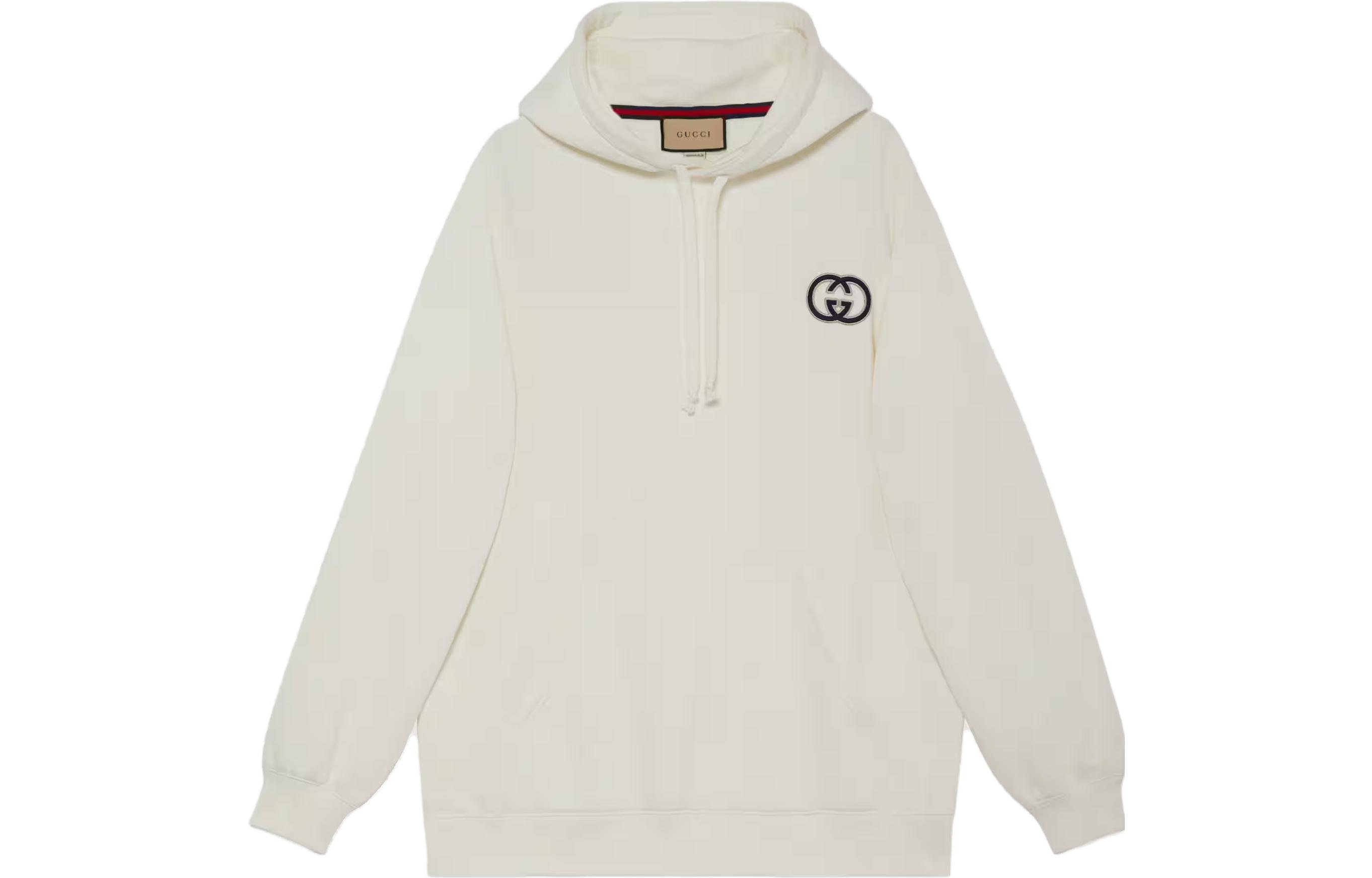 Buy (W) 구찌 오버사이즈 캐주얼 로고 후드 스웨트셔츠 - 오프 화이트. 753595-XJFV9-9088