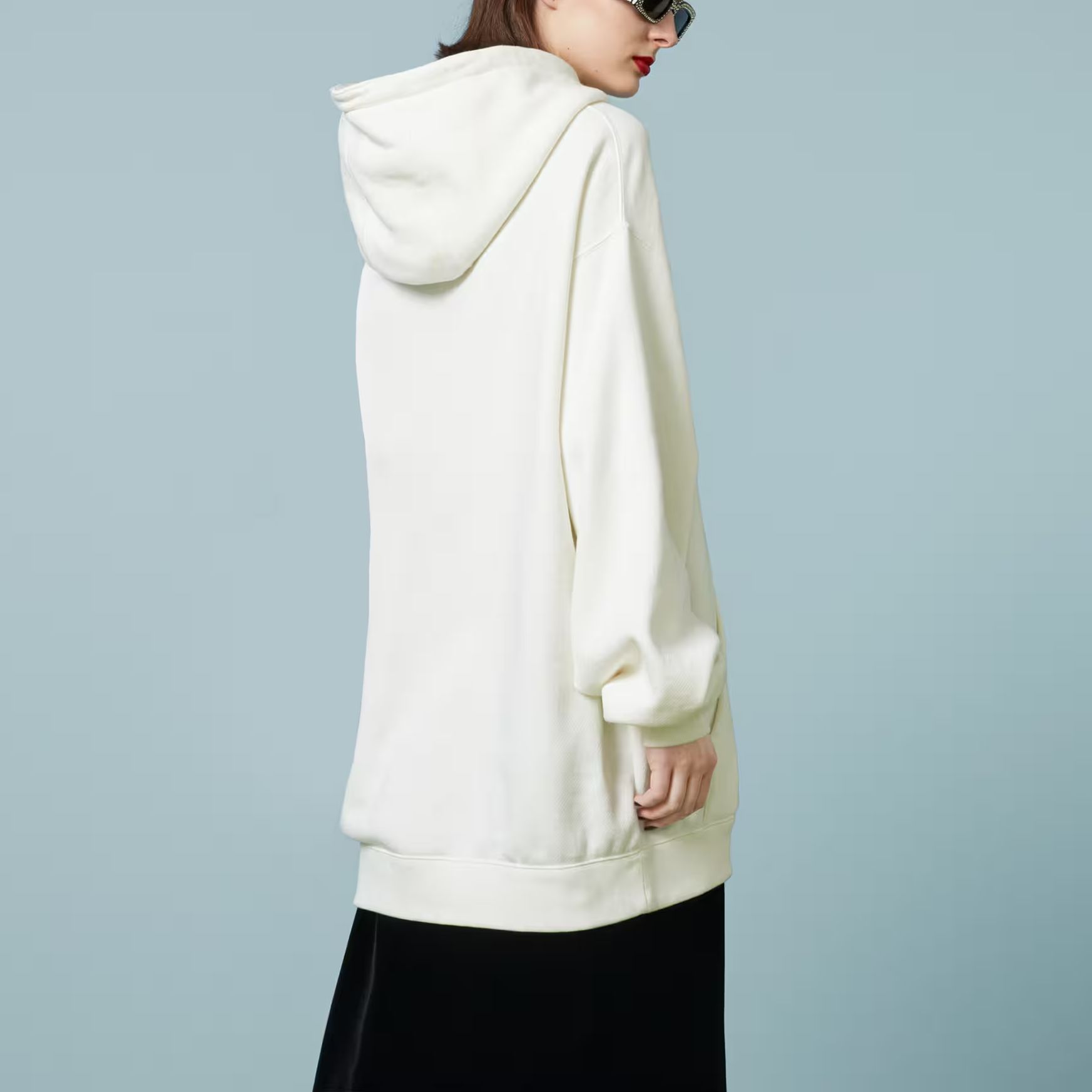 Purchase (W) 구찌 오버사이즈 캐주얼 로고 후드 스웨트셔츠 - 오프 화이트. 753595-XJFV9-9088