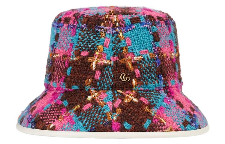 Shop (Women) GUCCI  Pink Check Pattern Bucket Hat. 728469-3HAOE-8677