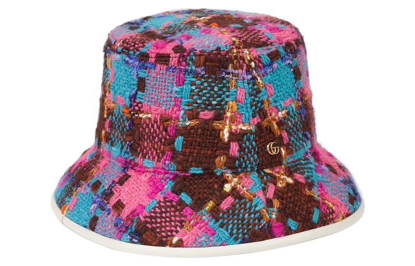 Purchase (Women) GUCCI  Pink Check Pattern Bucket Hat. 728469-3HAOE-8677