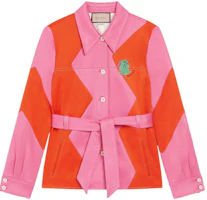 (Women) GUCCI Pink Embroidered Bunny Jacket with Contrast Collar. 723531-XJE2Z-5887 (Women) GUCCI Pink Embroidered Bunny Jacket with Contrast Collar. 723531-XJE2Z-5887