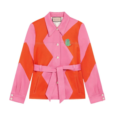 (Women) GUCCI Pink Embroidered Bunny Jacket with Contrast Collar. 723531-XJE2Z-5887