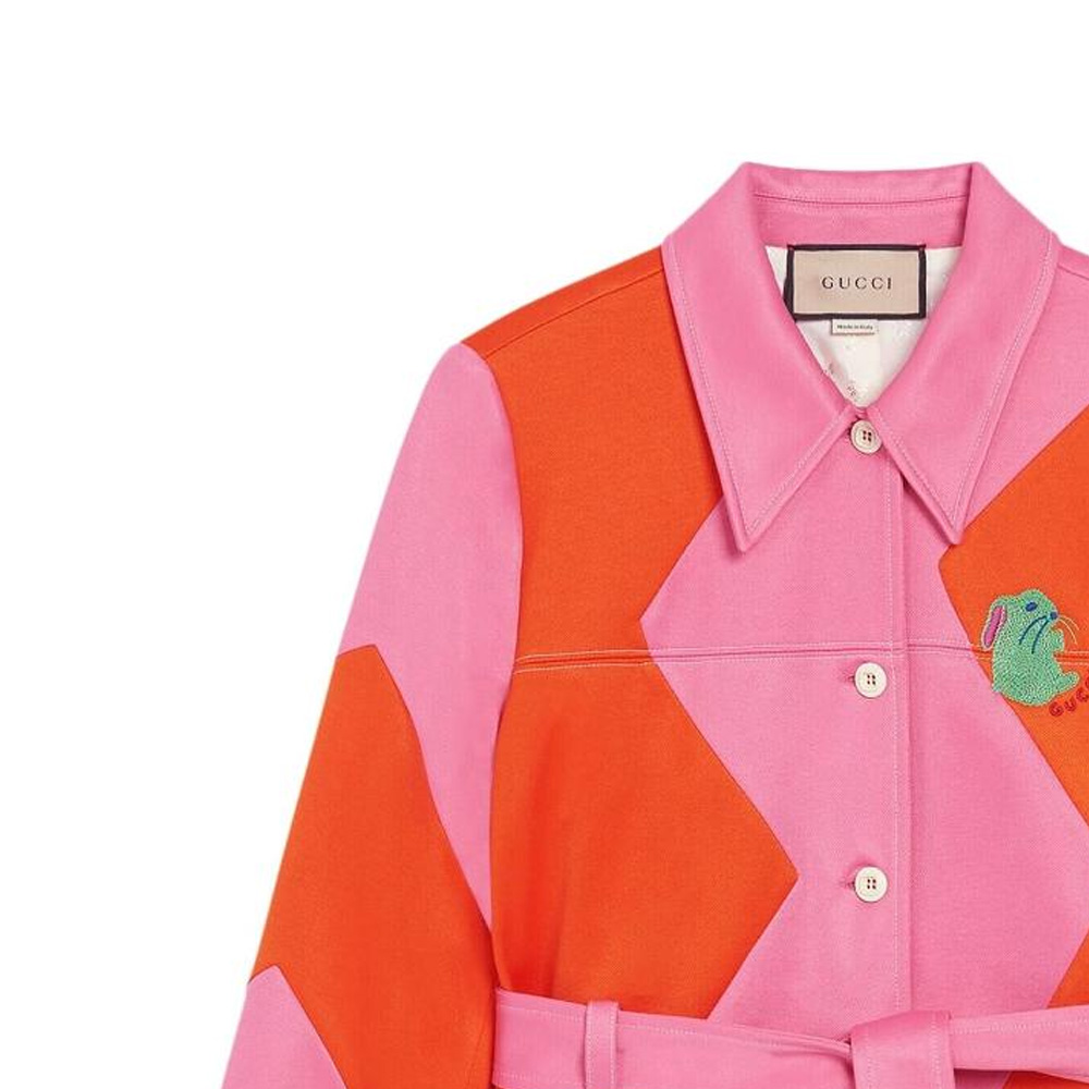 Lookbook (W) GUCCI ピンク刺繍バニージャケット コントラストカラー付き. 723531-XJE2Z-5887