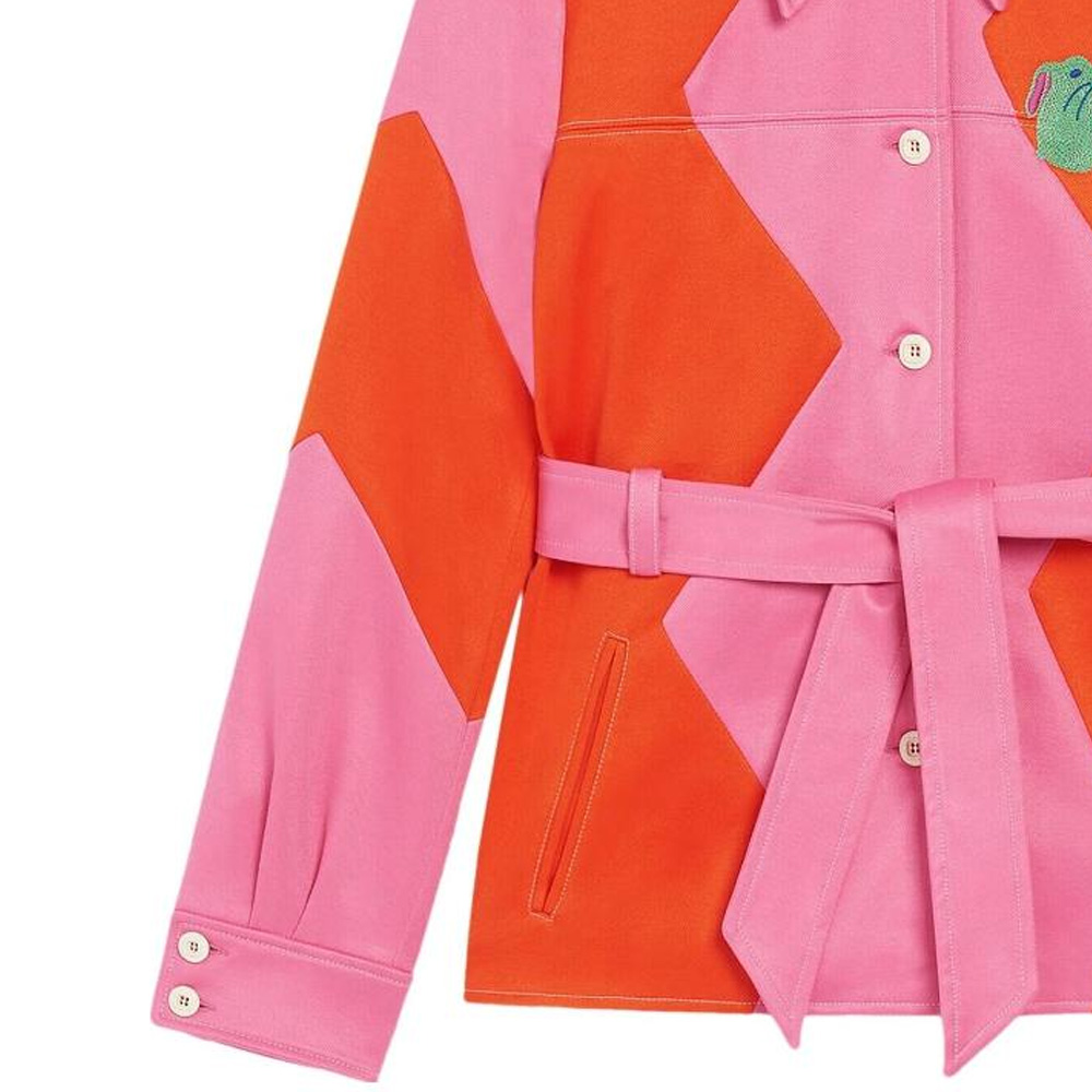 Shop (W) GUCCI ピンク刺繍バニージャケット コントラストカラー付き. 723531-XJE2Z-5887