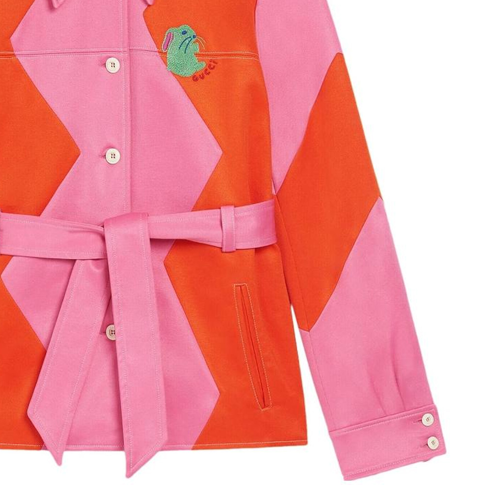 Purchase (W) GUCCI ピンク刺繍バニージャケット コントラストカラー付き. 723531-XJE2Z-5887