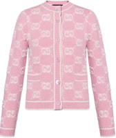 (Women) GUCCI Pink Embroidered Logo Long-Sleeve Knit Cardigan. 713300-XKELE-6011 (Women) GUCCI Pink Embroidered Logo Long-Sleeve Knit Cardigan. 713300-XKELE-6011