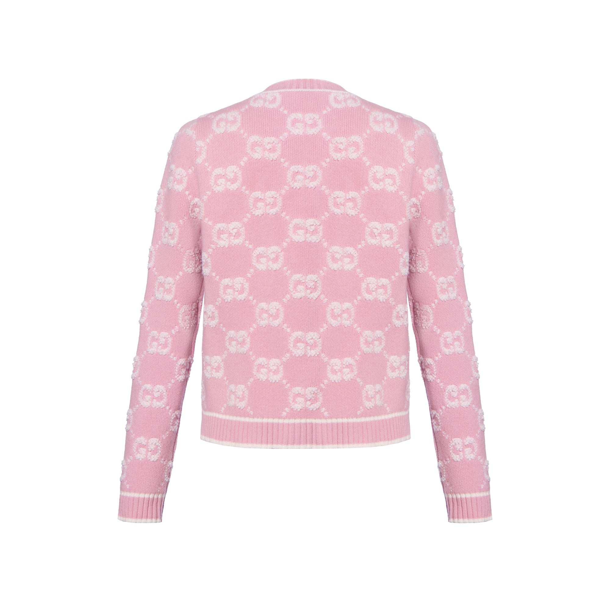 Lookbook (W) GUCCI 粉色刺繡Logo長袖針織開衫 713300-XKELE-6011