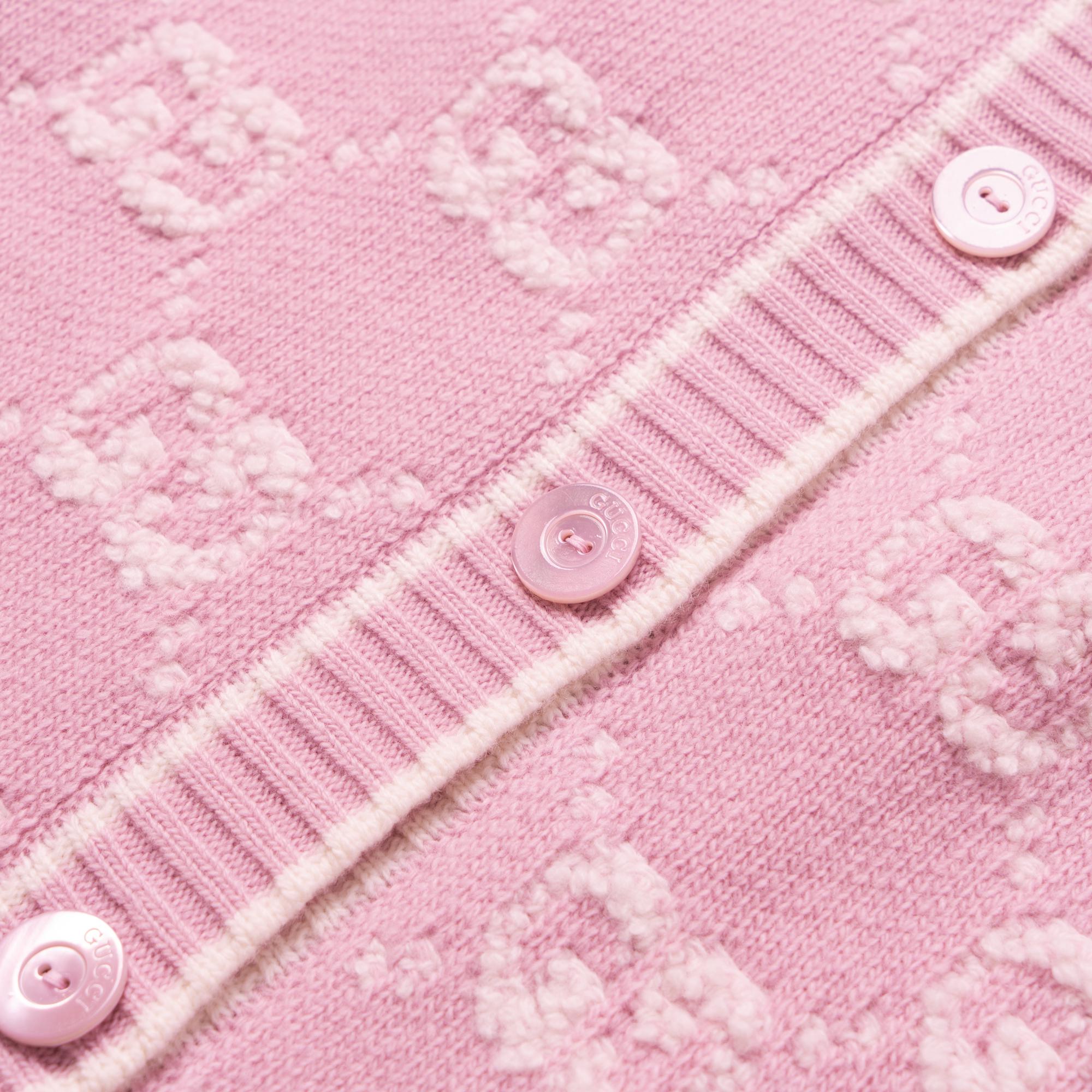 Purchase (W) GUCCI 粉色刺繡Logo長袖針織開衫 713300-XKELE-6011