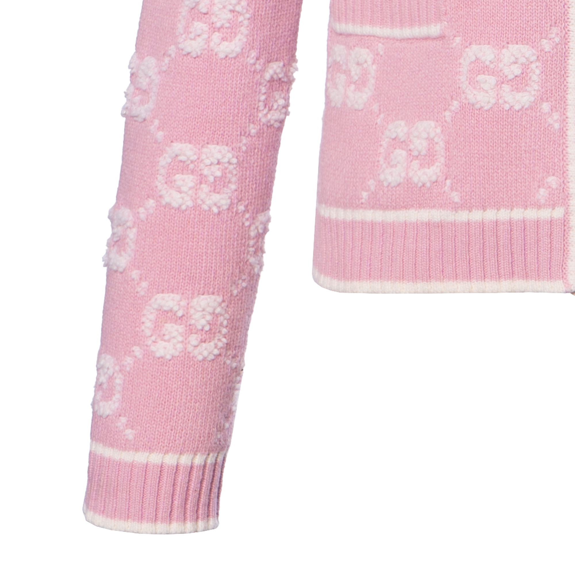 Details for (W) GUCCI 粉色刺繡Logo長袖針織開衫 713300-XKELE-6011