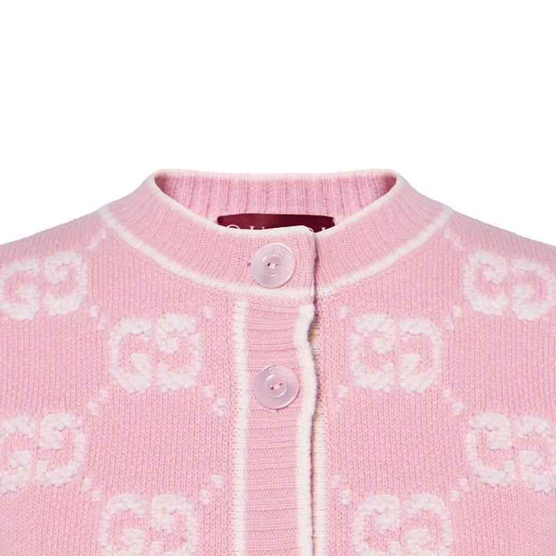 Sizing (W) GUCCI 粉色刺繡Logo長袖針織開衫 713300-XKELE-6011