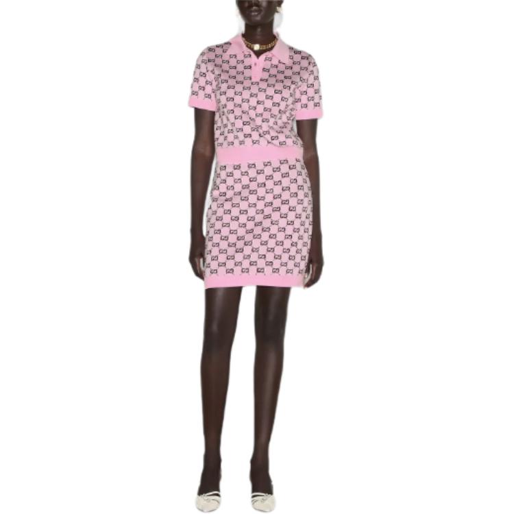Lookbook (W) GUCCI 粉色FW24緊身版Logo提花休閒迷你裙. 800365-XKD8R-5283