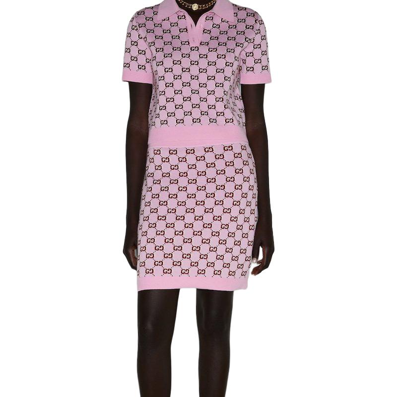 Details for (W) GUCCI 粉色FW24緊身版Logo提花休閒迷你裙. 800365-XKD8R-5283