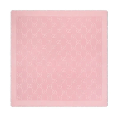 (Women) GUCCI Pink Jacquard GG Fringe Trim Shawl 6636713GC435972