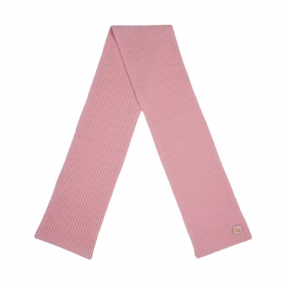 (Women) GUCCI Pink Knit Scarf with Letter Logo. 7734263GB025800