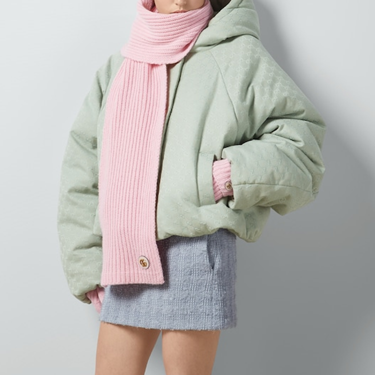 (Women) GUCCI  Pink Knit Scarf with Letter Logo. 7734263GB025800 圖 4