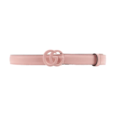 (Women) GUCCI Pink Smooth Buckle Leather Belt 2cm Width Fashion Style 40941718YXV5909