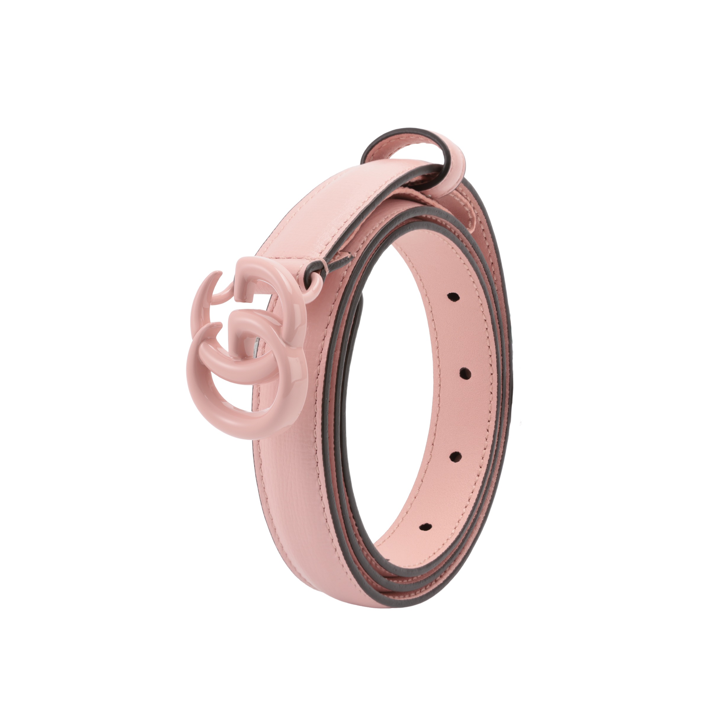 Shop (Women) GUCCI  Pink Smooth Buckle Leather Belt 2cm Width Fashion Style 40941718YXV5909