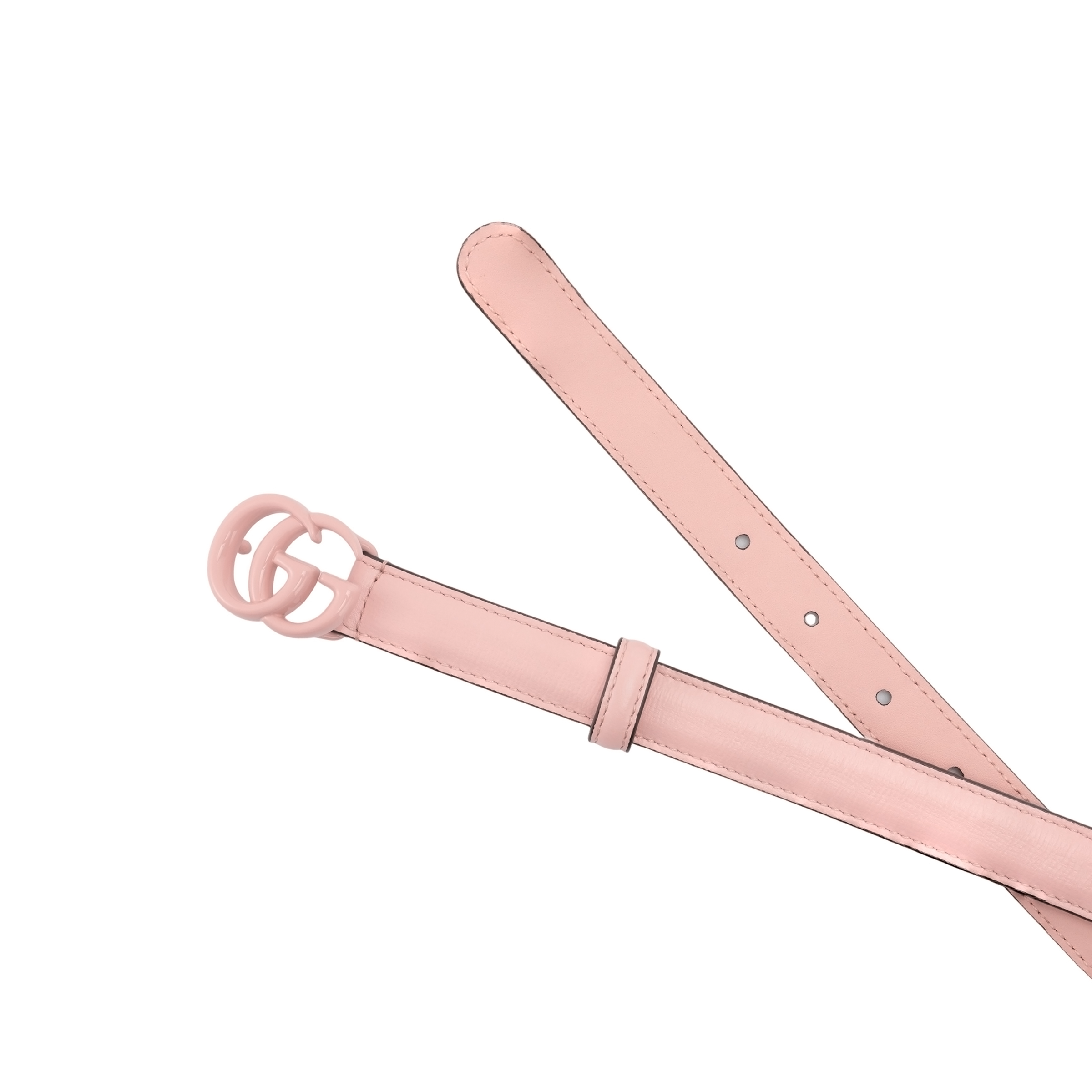 Purchase (Women) GUCCI  Pink Smooth Buckle Leather Belt 2cm Width Fashion Style 40941718YXV5909